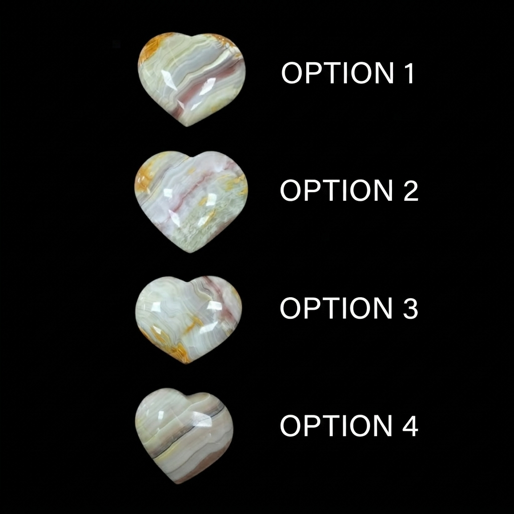 Polished Agate Hearts – Multicolour Banding-options
