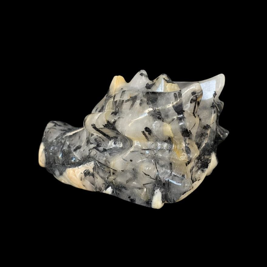 Cabeza de Dragón de Cuarzo Turmalinado - Pieza Única