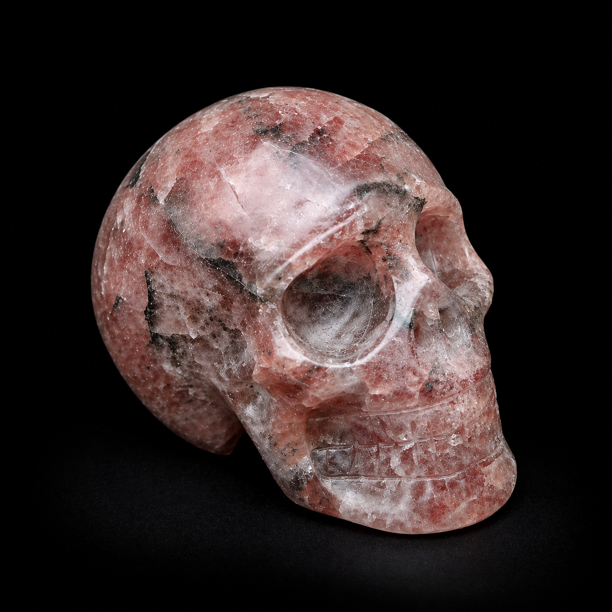 natural red quartz skull carving 630g decorative mineral piece
