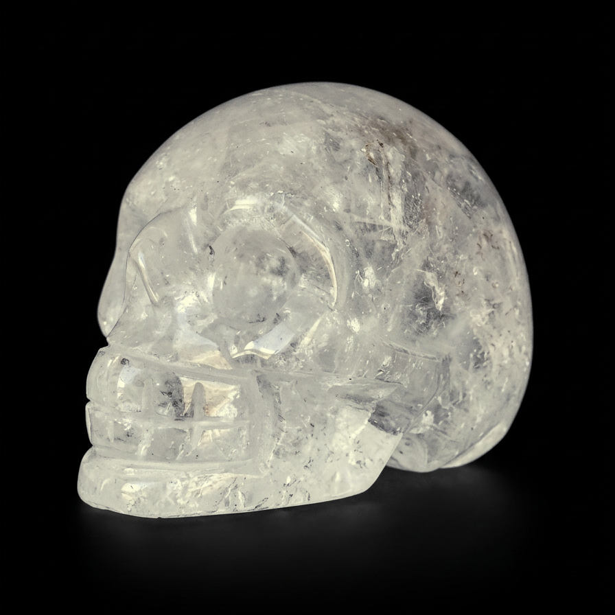 Calavera de Cuarzo Cristal de Roca Premium- Transparencia y Pureza Natural