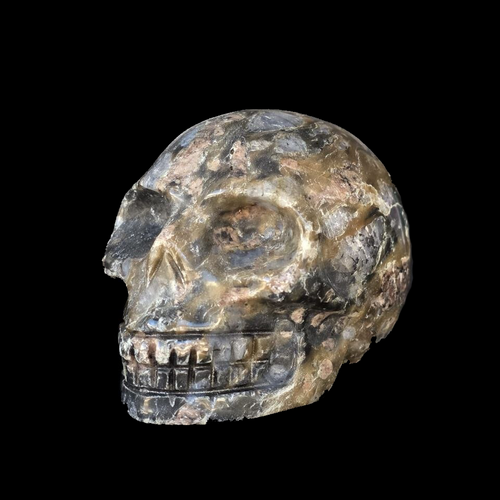 "Que Sera" Stone Skull from Brazil – Golden Tones_image1