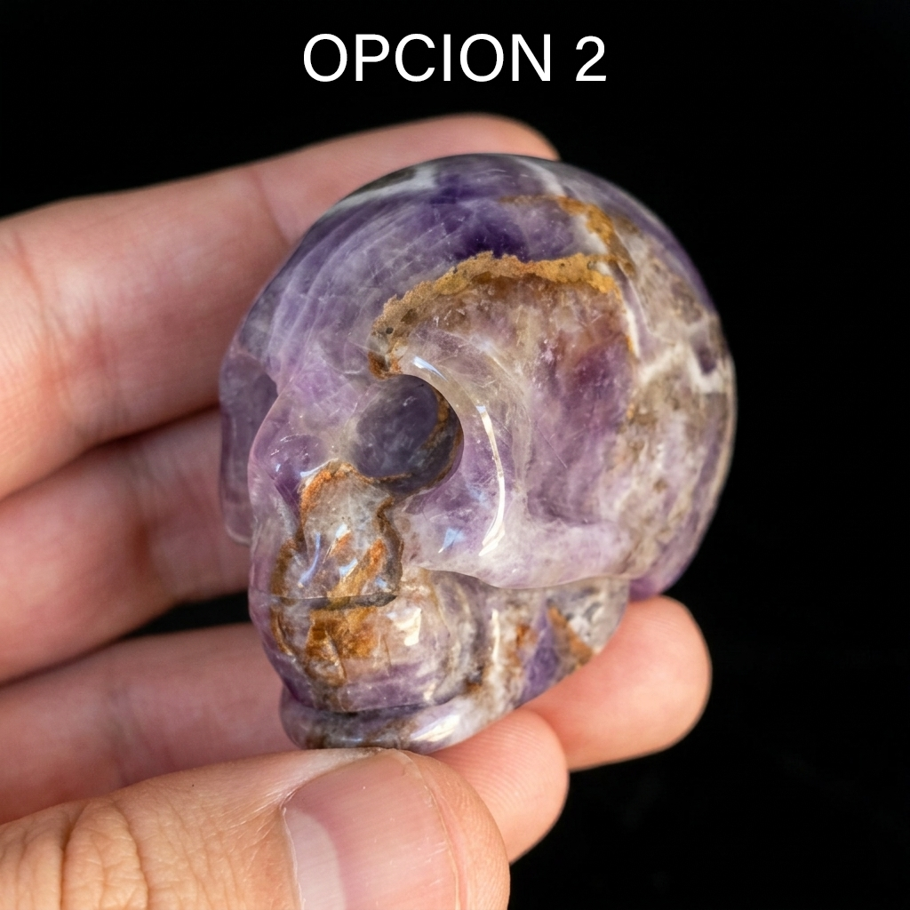 Calaveras de Amatista Chevrón Premium– Talla Única y Veteado Natural Geométrico