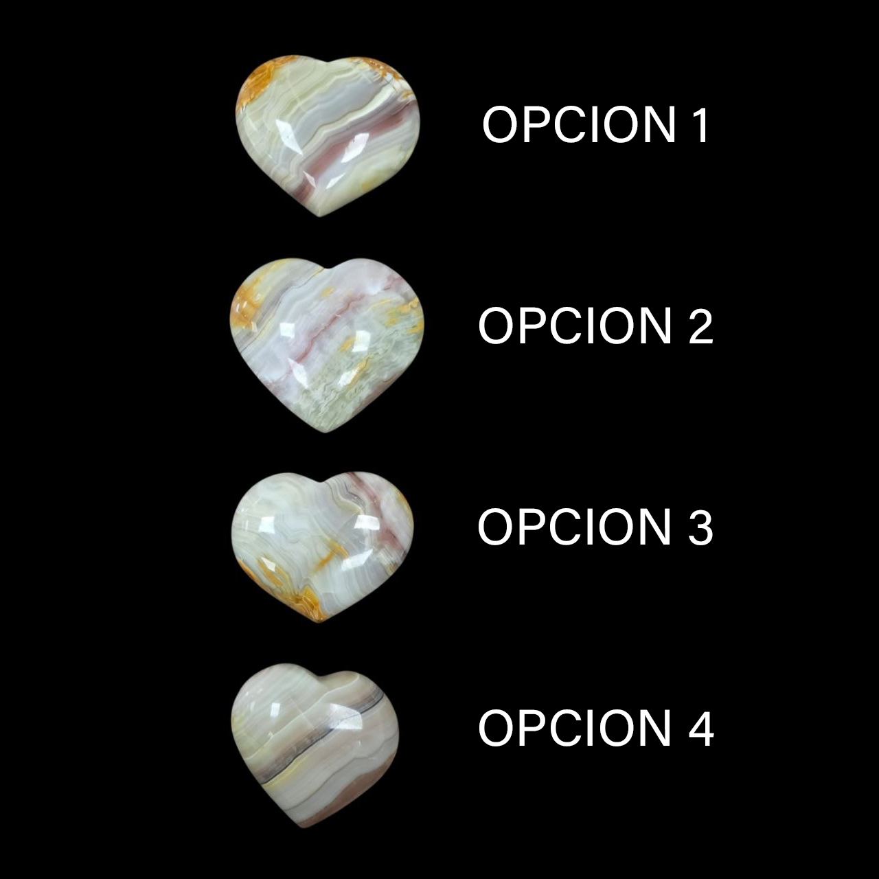 Corazones Pulidos de Ágata -  Bandas Multicolor