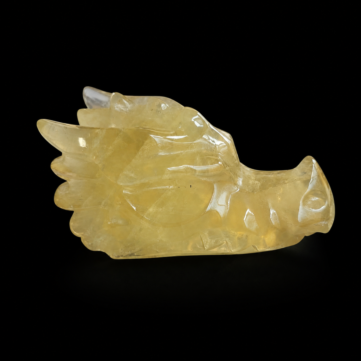Citrine Dragon Head Carving – Golden Translucent Veining | HeyMiner