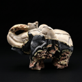 VOLCANIC AGATE (Hand-Carved Elephant) – High Contrast with Natural Matrix | HeyMiner