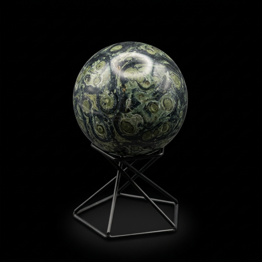 Esfera de Jaspe Kambaba (Mineral Natural) - Patrón Orbicular Exclusivo