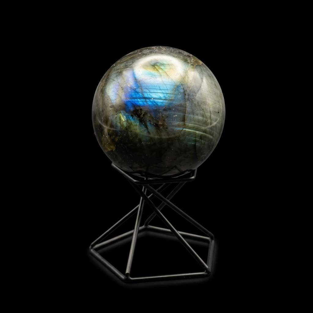 Esfera de Labradorita Natural (Formato Esférico) - Labradorescencia Azul Premium