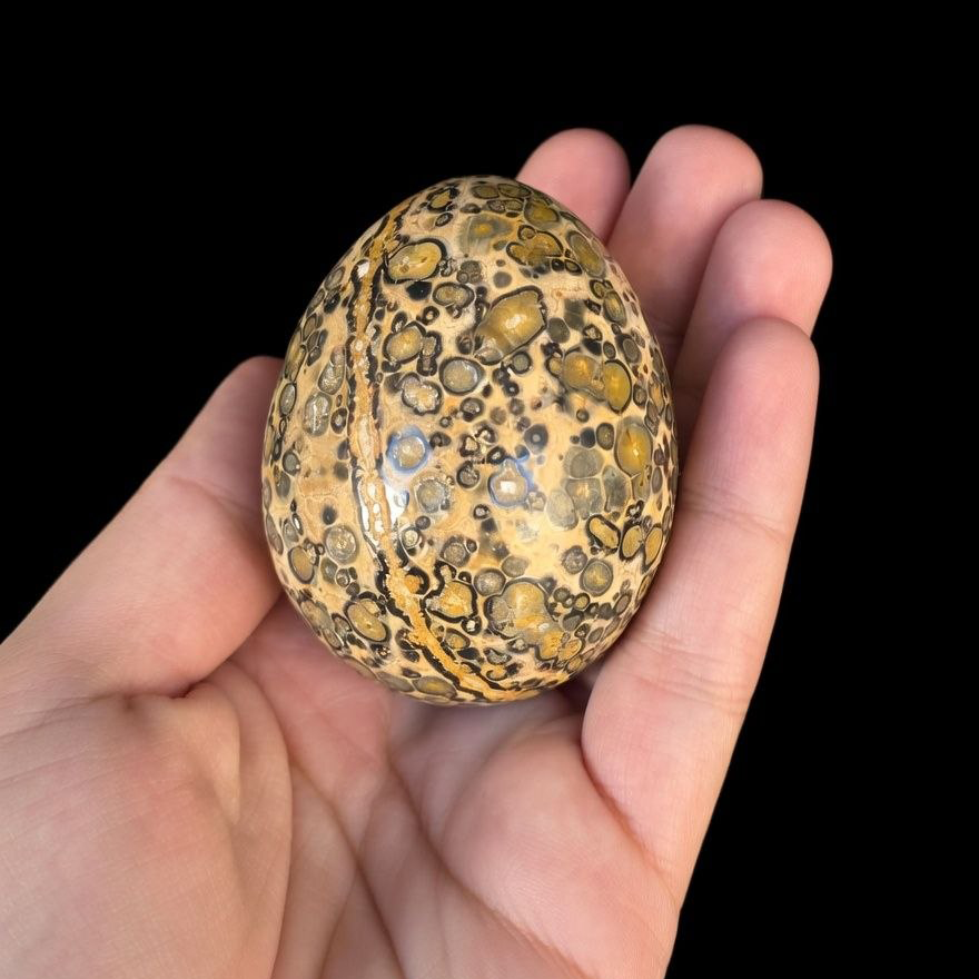Huevo Pulido Premium de Jaspe Leopardo - Patrón Leopardado Natural