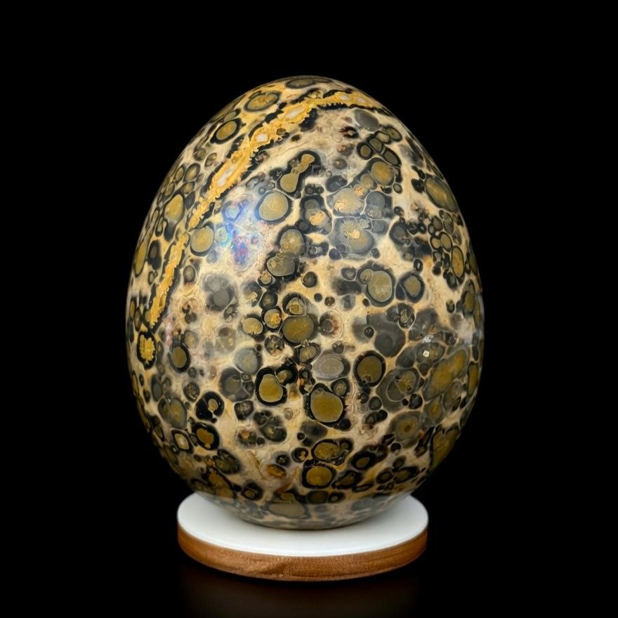 Huevo Pulido Premium de Jaspe Leopardo - Patrón Leopardado Natural