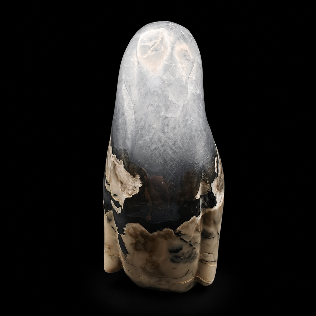 Volcanic Agate Penguin Carving – UV Reactive 476g Unique Piece | HeyMiner