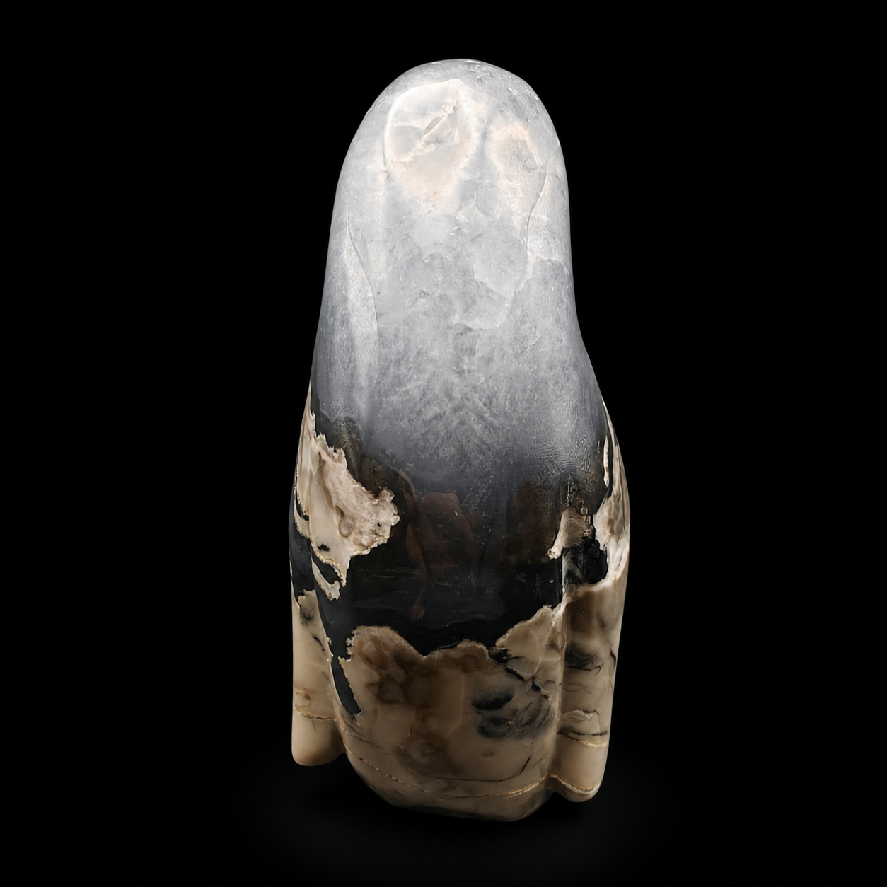 Volcanic Agate Penguin Carving – UV Reactive 476g Unique Piece | HeyMiner