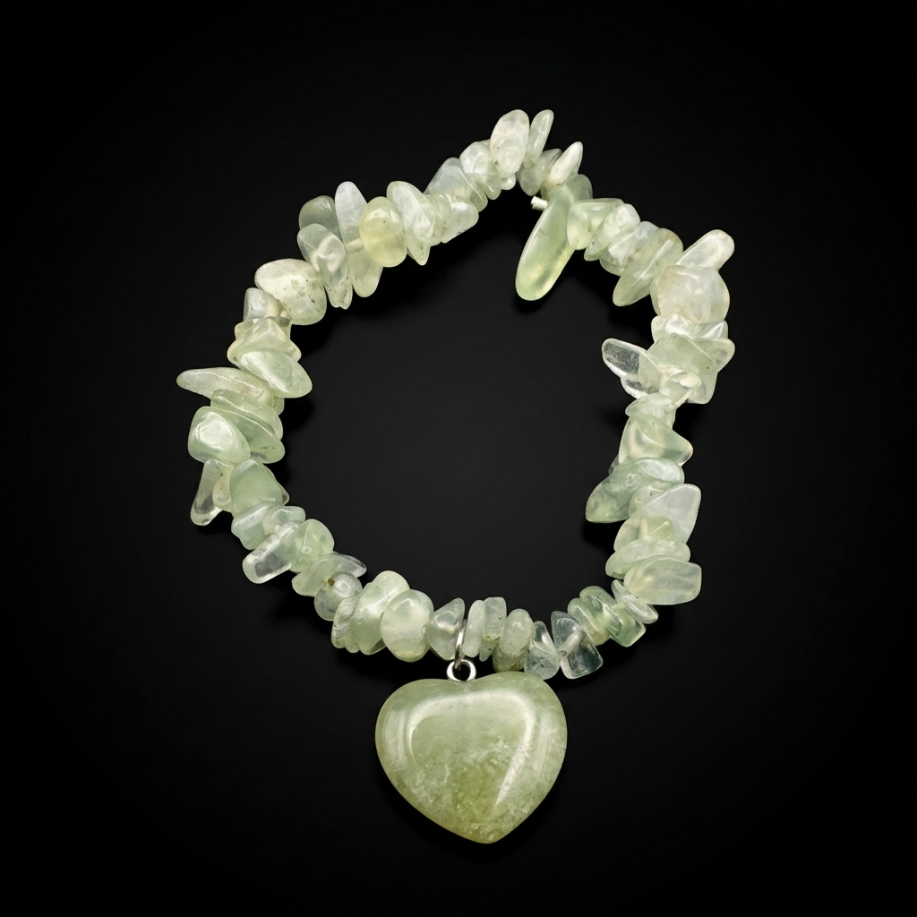 Natural Stone Bracelet with Heart Pendant