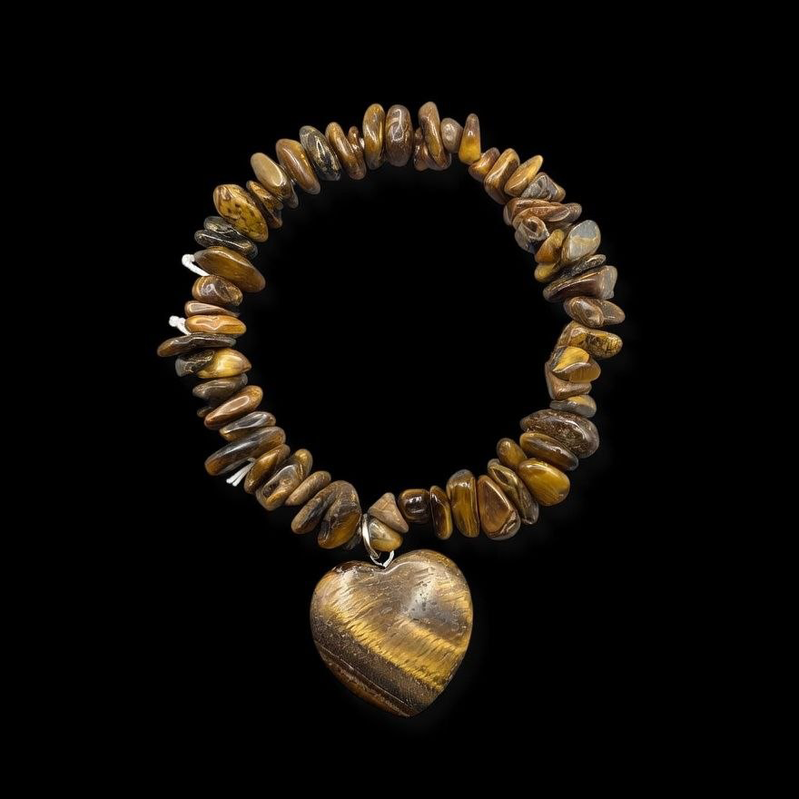 Natural Stone Bracelet with Heart Pendant
