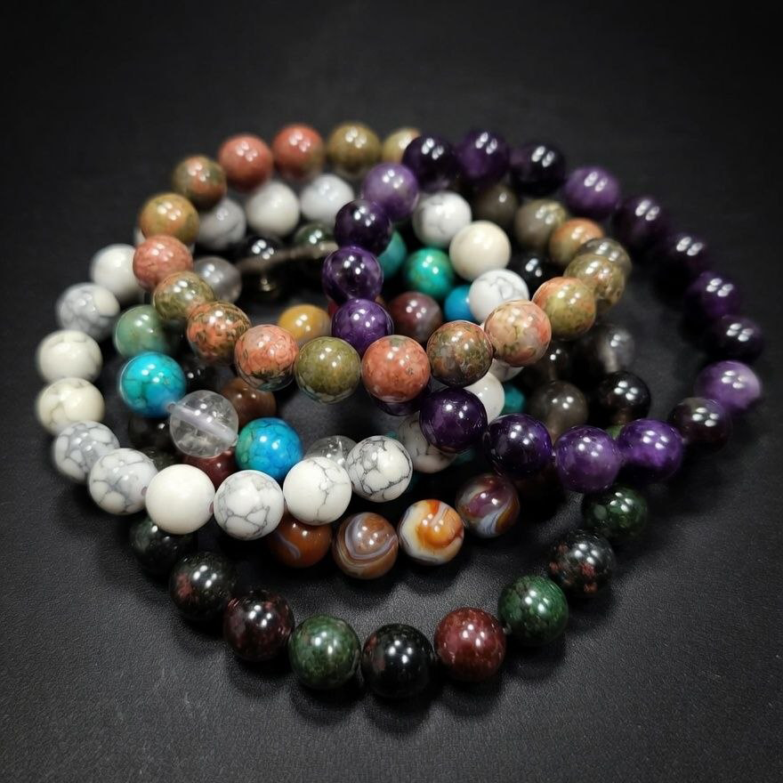 Natural Mineral Bead Bracelets - Adult Size - Earth's Elegance on Your Wrist