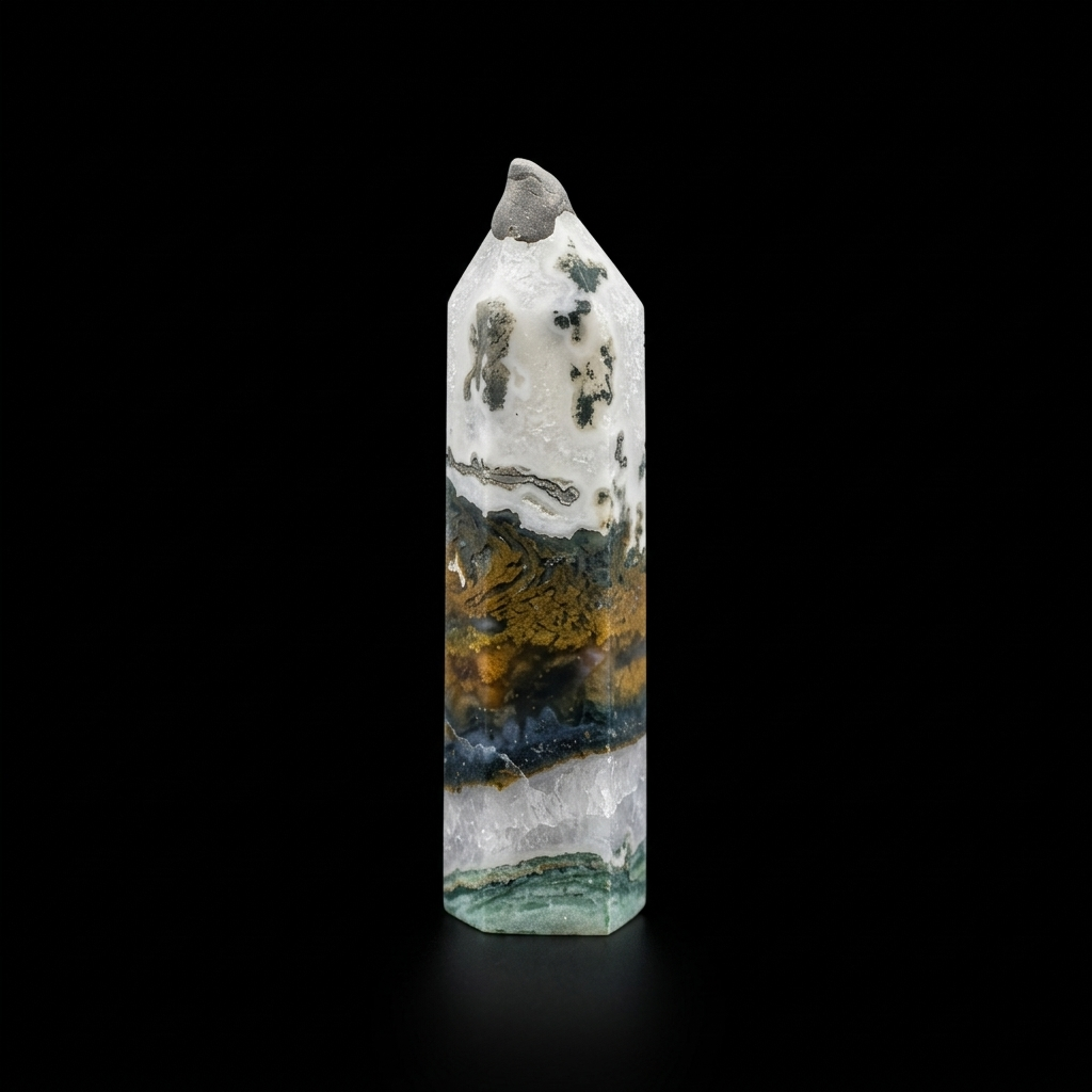 Premium Moss Agate Point (Wand Format)