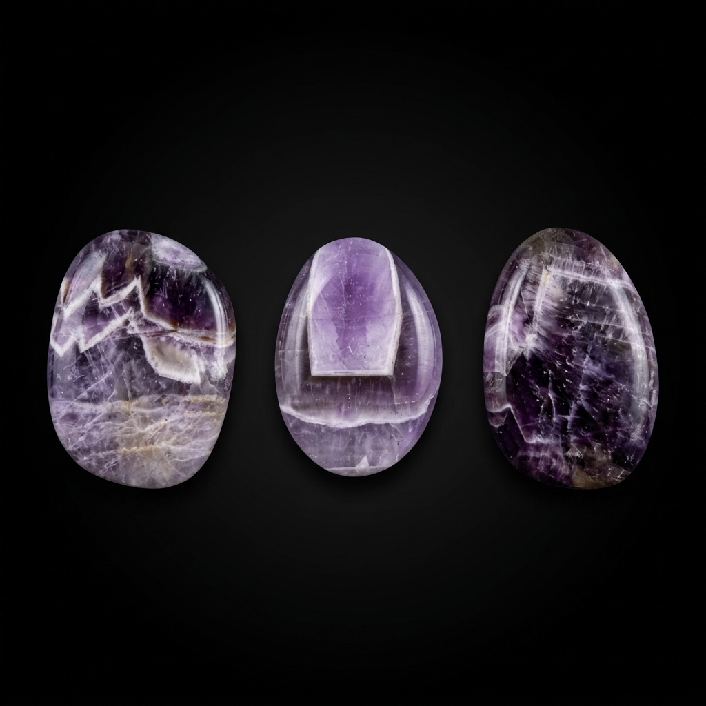 Natural Mineral Flat Tumbled Stones – Premium Polish_Chevron Amethyst1