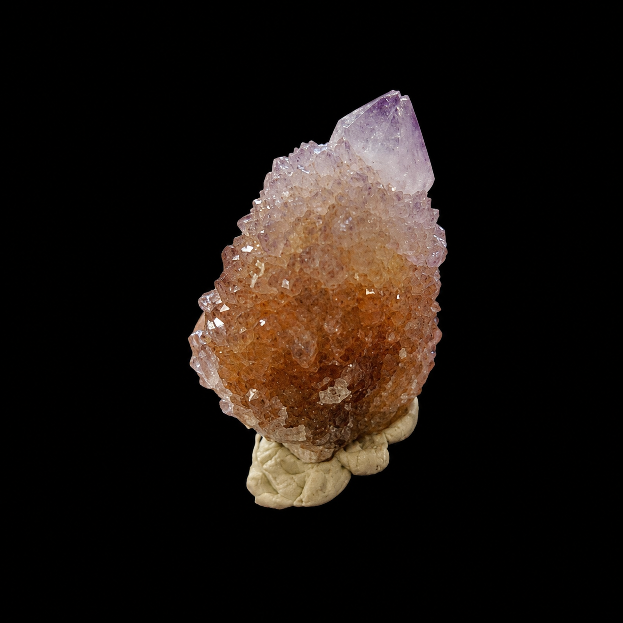 Spirit Amethyst crystal in cactus formation with unique radiance, a detailed specimen by HeyMiner.Pic2